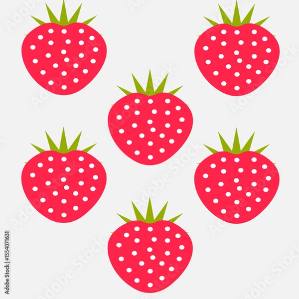 Fototapeta Sweet red strawberries seamless flat pattern background. Vector illustration