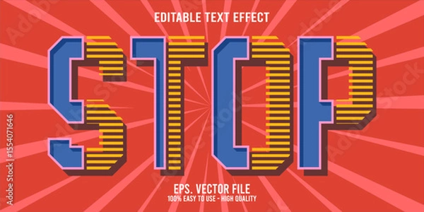 Fototapeta Editable text effect STOP word art typography illustration template style premium vector