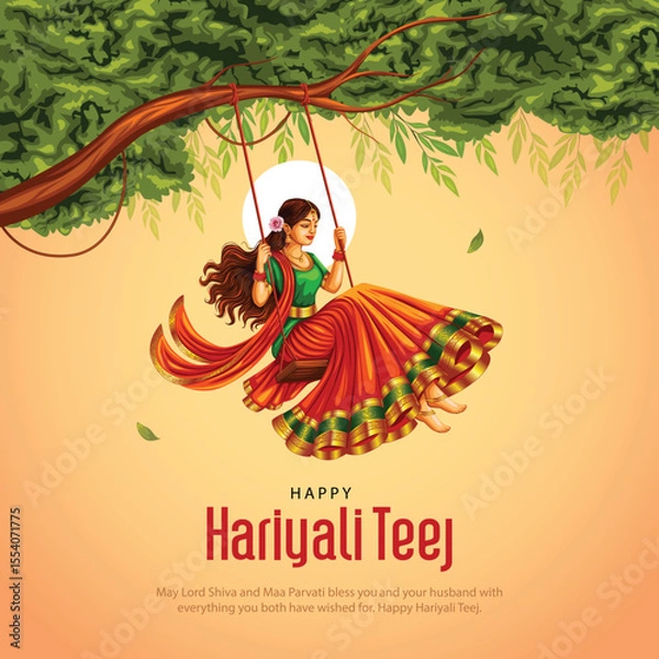 Fototapeta indian festival Happy Haryali Teej and Hartalika Teej. abstract vector illustration design