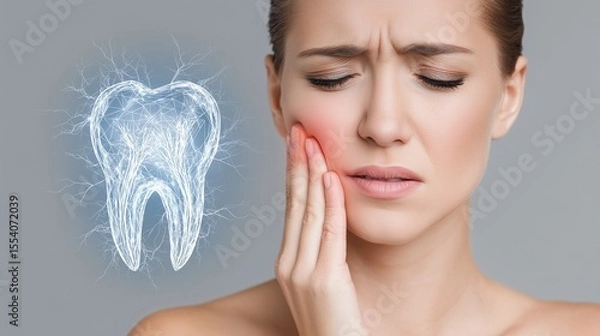 Obraz とても歯が痛そうな女性