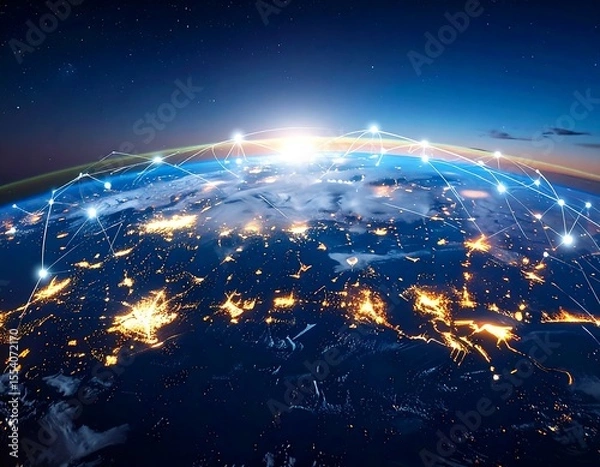 Fototapeta Earth network at night