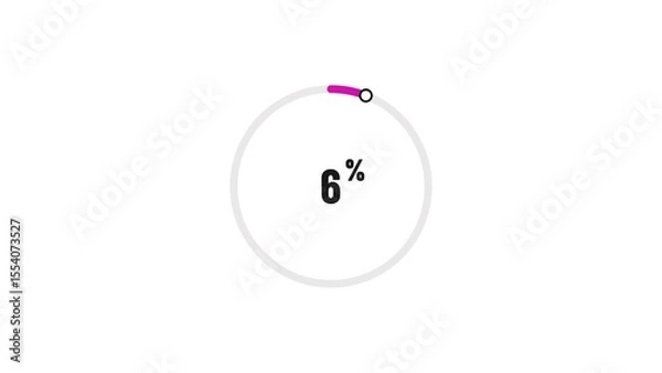 Obraz 6% number loading circle icon illustration 4K resolution.