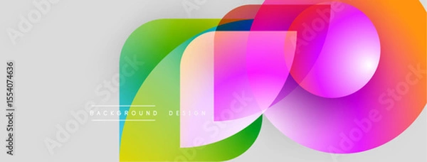 Fototapeta Abstract colorful overlapping shapes. Vibrant gradients create modern design. Smooth transitions, dynamic composition, bright hues.