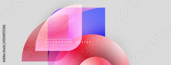 Fototapeta Abstract shapes overlap, creating vibrant gradient effect. Pink, blue hues dominate neutral background. Modern design element.