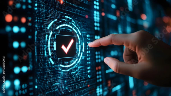 Fototapeta Finger Touching Code on Screen Representing Vibe Coding Concept, Symbolizing Intuitive Coding Flow, Seamless Programming Interaction, and Enhanced Developer Experience  13089757 3