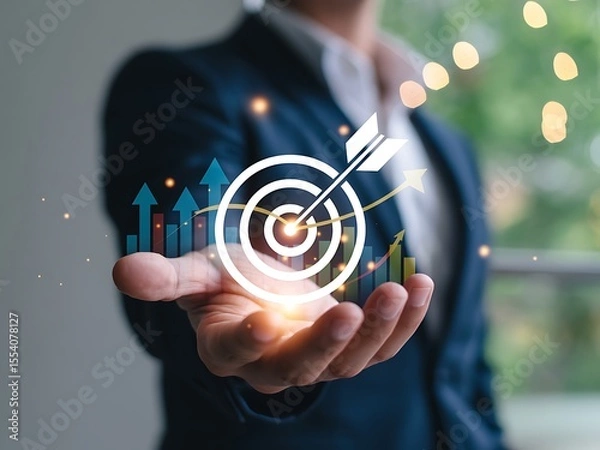 Fototapeta Achieving Business Goals Strategic Planning & Target Market Success, Data-Driven Insights for Growth and Profitability