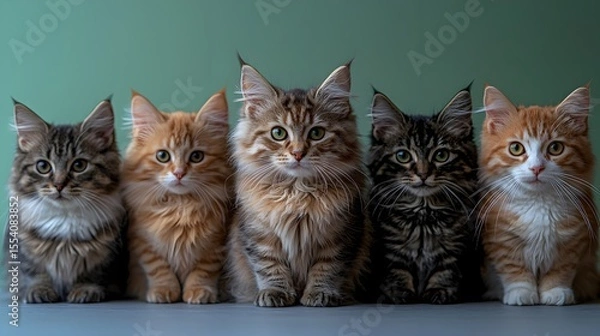 Obraz Colorful Group of Kittens in Vintage Setting