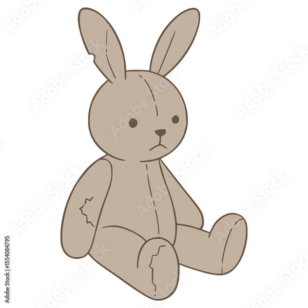 Fototapeta torn rabbit doll toy flat color vector illustration template design