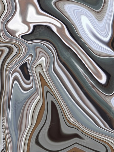 Fototapeta An abstract marble texture with sharp and flowing lines in shades of gray, brown, white, and black. The design features bold, layered patterns resembling polished stone.

