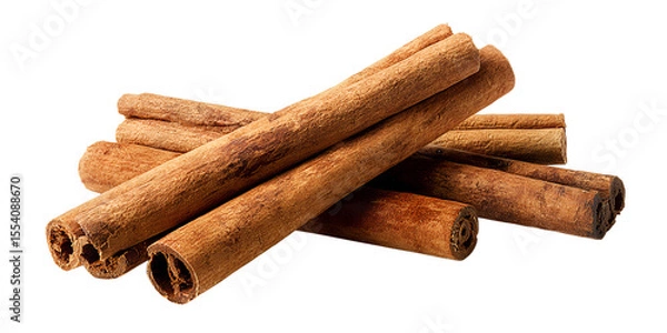 Fototapeta Aromatic cinnamon sticks isolated on transparent background