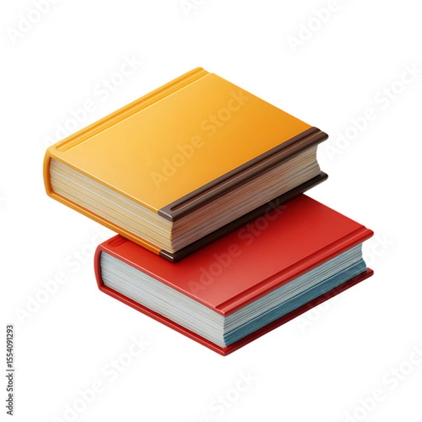 Fototapeta Two books stacked, yellow and red, 3D illustration.