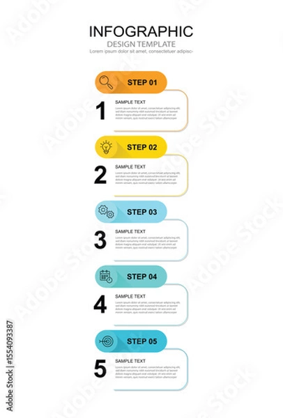 Fototapeta Infographic 5 options design elements for your business data. Vector Illustration