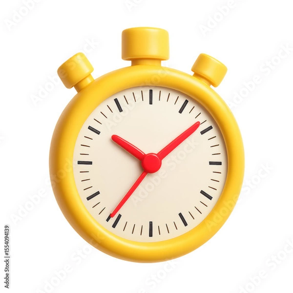Fototapeta Yellow Timer: The image showcases a vibrant, yellow stopwatch isolated, emphasizing time management, deadlines, and precision.