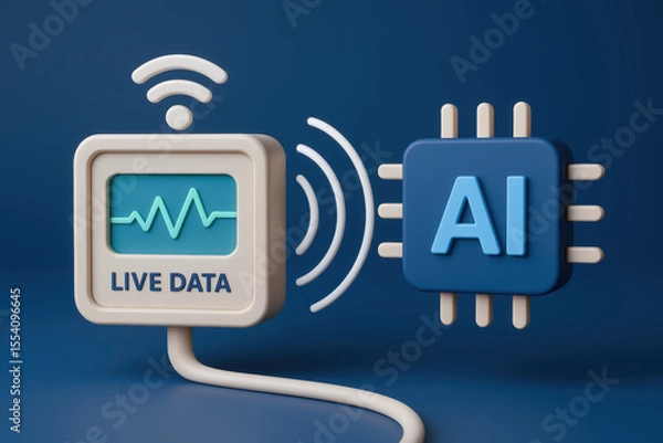 Fototapeta AI chip with live data transmission symbolizing energy in trading using ai technology for efficient data processing