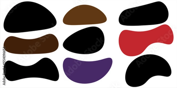 Fototapeta Hand drawn organic rectangle frames. Abstract doodle liquid shapes. Organic free flat blobs. Irregular fluid bubbles. Empty text box.