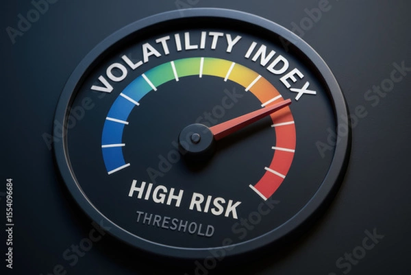 Fototapeta Volatility index gauge indicating high risk with energy trading concepts and ai in financial market analysis for smart investment decisions