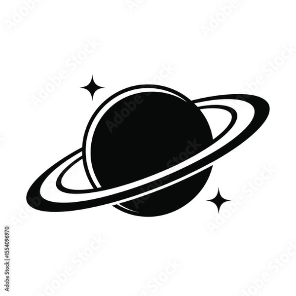Obraz Simple Black and White Planet Saturn Icon