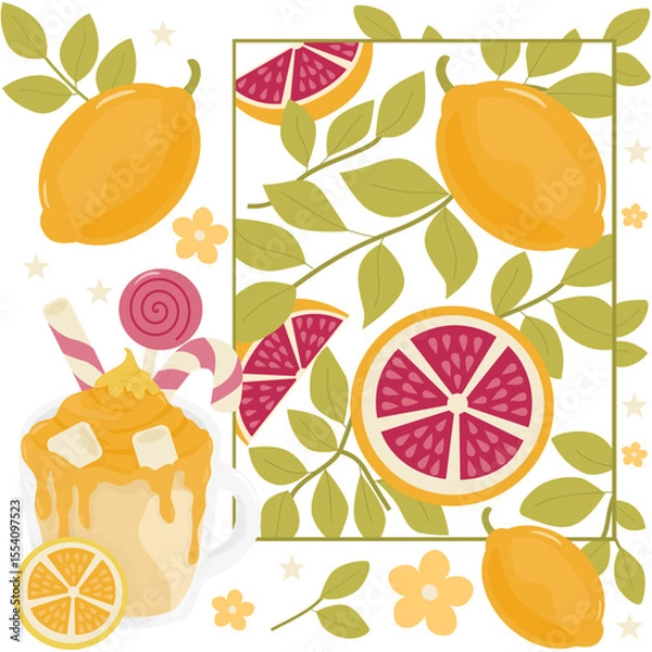 Fototapeta seamless pattern with citrus fruits