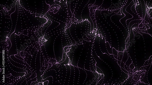 Fototapeta Abstract Purple Particle Waves Flowing on Black Background Creating a Dynamic and Energetic Visual This
