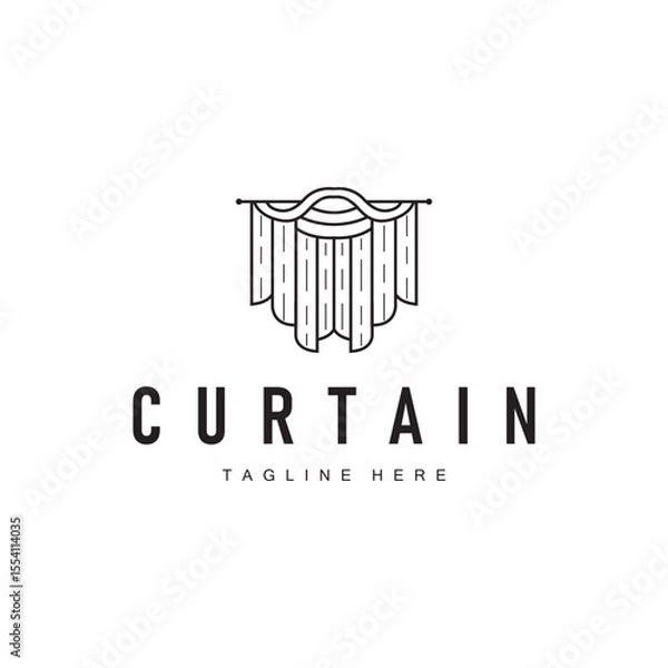 Fototapeta curtain logo design concept with a simple minimalist and elegant concept as a home decoration and product brand illustration template