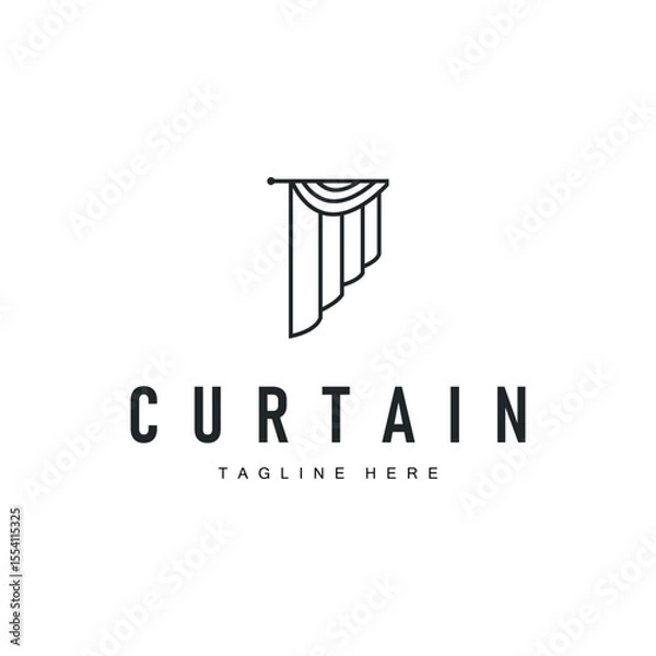 Fototapeta curtain logo design concept with a simple minimalist and elegant concept as a home decoration and product brand illustration template