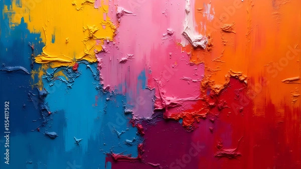 Fototapeta Abstract Palette Knife Painting Featuring a Vibrant Display of Bold Textural Colors and Expressive Brush Strokes with Rich Pigments