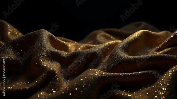Fototapeta Luxurious Golden Textile Shimmers Under Dim Light Emitting Subtle Glints And Refractions Creating An Enchanting Scene Of Opulence And Elegance