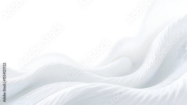 Fototapeta Abstract White Waves Presentation of Elegance and Softness, Ideal for Backgrounds and Visuals, Evokes Cleanliness and Simplicity with Flowing Light