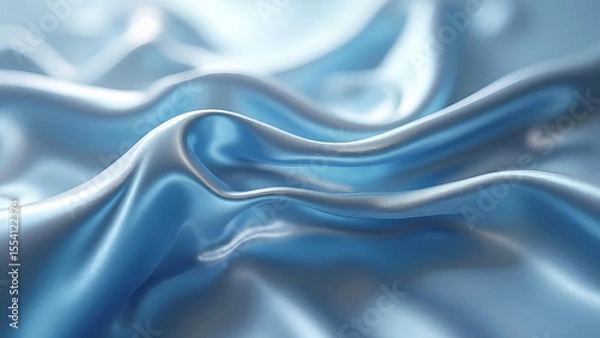 Fototapeta Abstract Rendering of Light Blue Flowing Fabric with Smooth Lines and Subtle Reflections Creating a Dreamy and Calming Effect