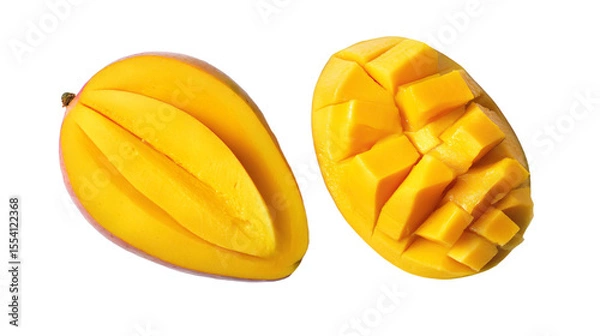 Fototapeta a mango cut in half and a mango on the other side