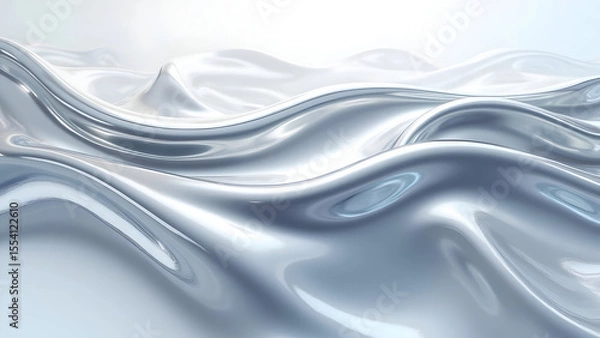 Fototapeta Abstract Silver Waves Reflecting Light Creates a Calm and Serene Atmosphere Perfect for Contemporary Design and Futuristic Visions