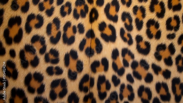 Fototapeta Vibrant Leopard Print Design with Brown and Black Spots on a Tan Background Depicting a Wild Animal Texture Suitable for Fashion