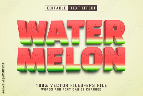 Fototapeta Watermelon 3d Text - Editable Text Effect