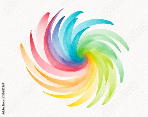 Fototapeta Swirling watercolor rainbow motion painted in dynamic strokes, symbolizing energy, unity, and joyful celebration.
