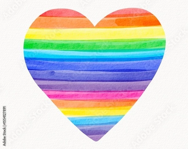 Fototapeta Heart shaped rainbow made from painted horizontal stripes, expressing love, pride, and unity in artistic form