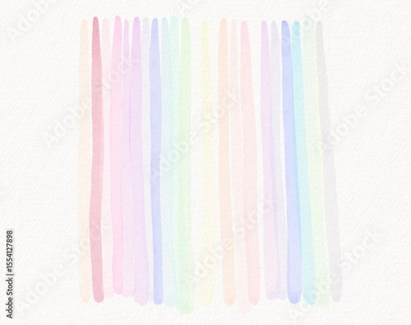 Fototapeta Vertical pastel rainbow brush lines with soft strokes and artistic layout, ideal for minimalist abstract design.