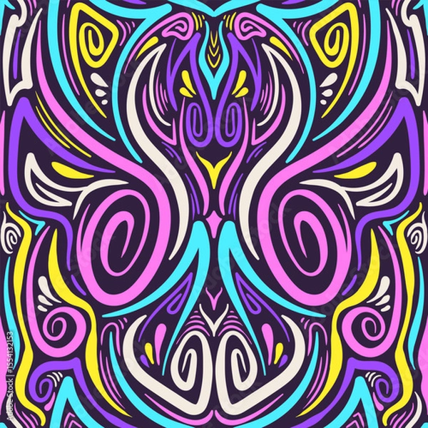 Fototapeta Colorful Symmetrical Ornamental Abstract Pattern