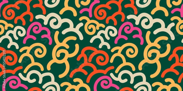 Fototapeta Retro Green and Orange Abstract Pattern