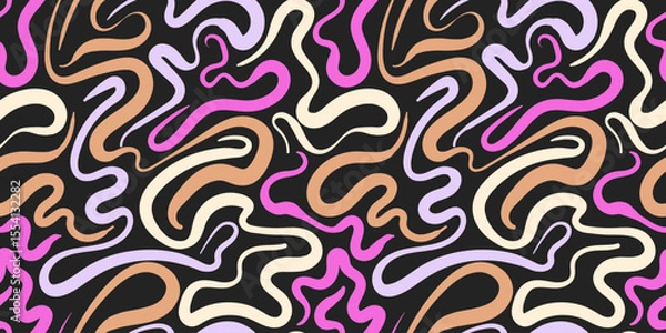 Fototapeta Psychedelic Dark Abstract Doodle Lines