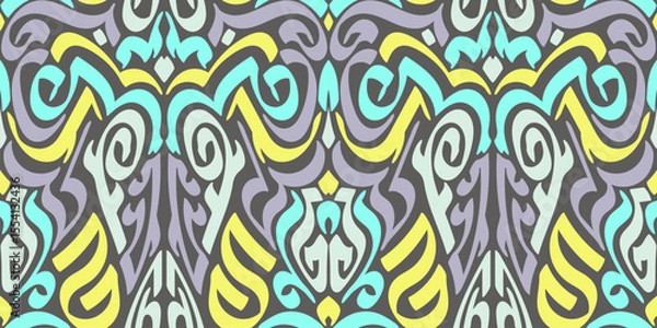 Fototapeta Monochrome Ornamental Winged Abstract Pattern
