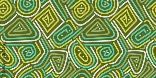 Fototapeta Green Spiral Triangular Maze Pattern Design