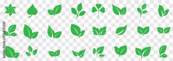 Fototapeta Set of a Green leaf and Black leaf icon. Various shapes of green leaves of trees and plants. Environment and nature leaf vector illustration. Best Design.