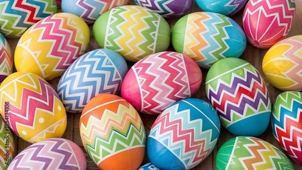 Obraz Colorful easter eggs background. Suitable for marketing or business purposes. Panoramic banner with place for text