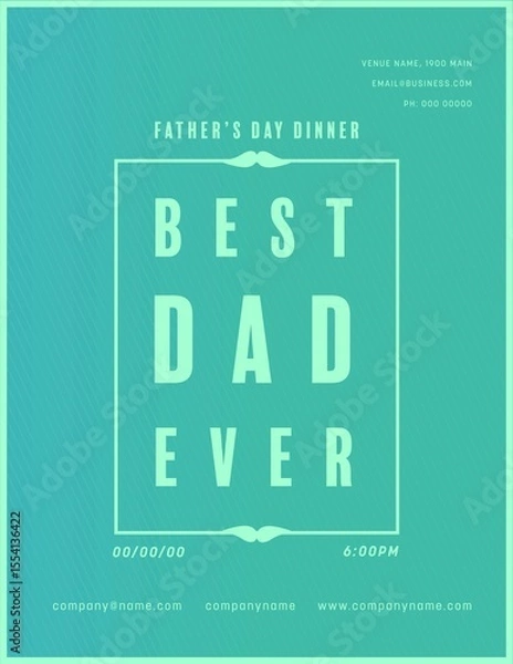 Fototapeta Vertical image of father's day dinner, best dad ever text in frame on green background