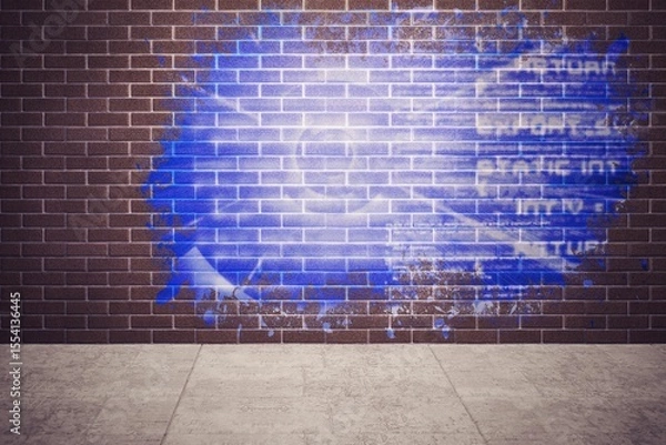 Fototapeta Splash on wall revealing technology interface