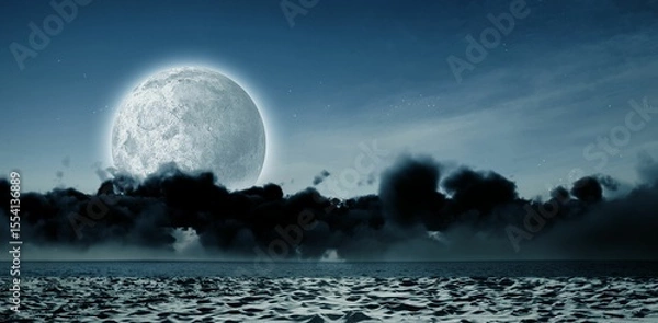 Obraz View of sea against sky at night