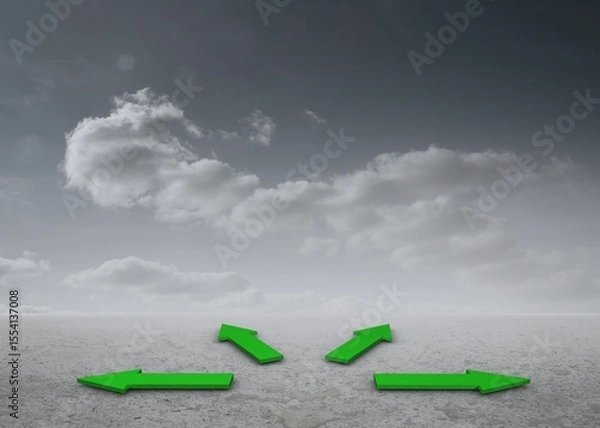 Obraz Green arrows in a desert landscape