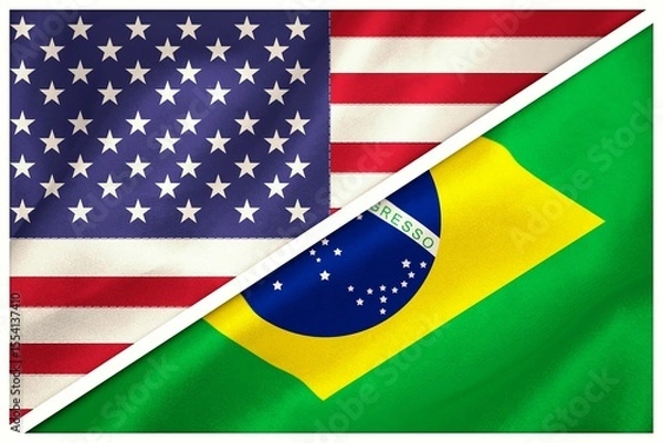 Obraz Flags of Brazil and America