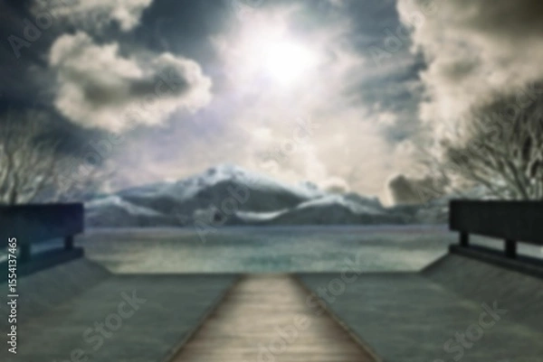 Obraz Boardwalk leading to sea during sunset