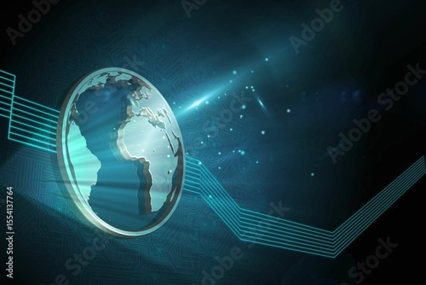 Fototapeta Shiny globe on black background